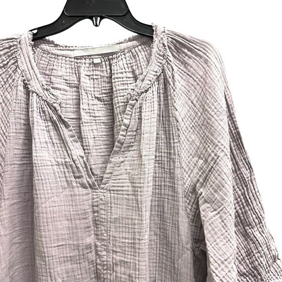 Ocean Main LA Maxi Kaftan Dress Double Gauze Raw Edge Dessert Amethyst M/L $260 - Picture 4 of 11